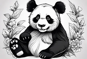 Playful panda rolling tattoo idea