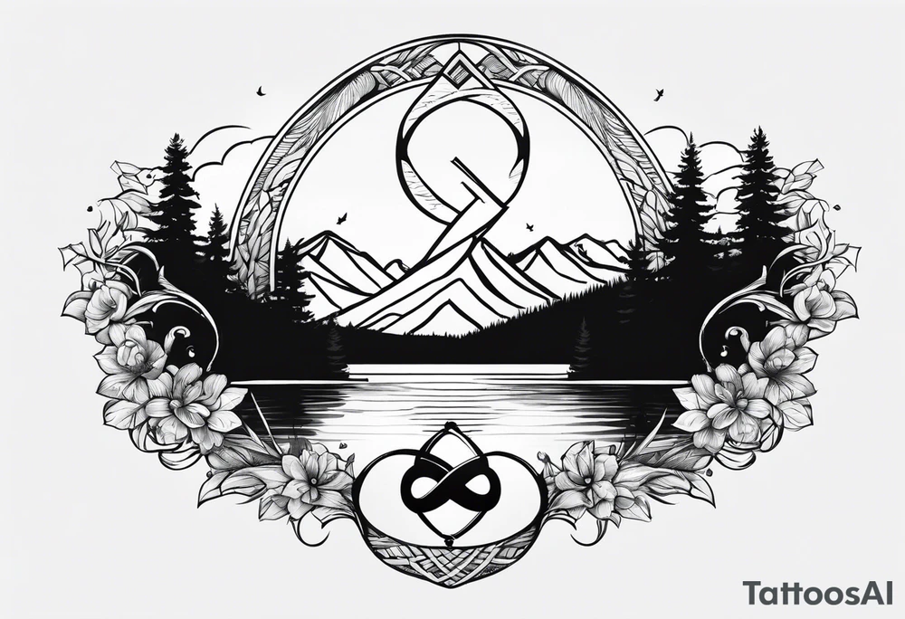Lake with an infinity sign tattoo idea
