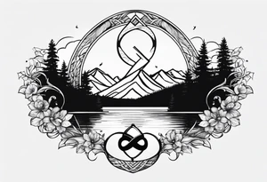 Lake with an infinity sign tattoo idea