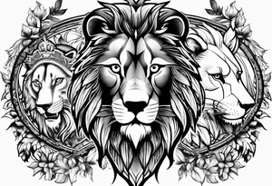 1 Eagle, 1 wolf, and 1 Lion tattoo idea