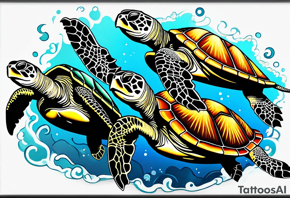 Mating sea turtles tattoo idea
