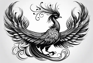 asian phoenix with a long neck, graceful and elegant tattoo idea