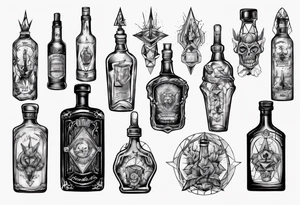 Old alcohol bottles tattoo idea