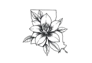 State or louisiana with magnolia flower in tooled leather tattoo idea