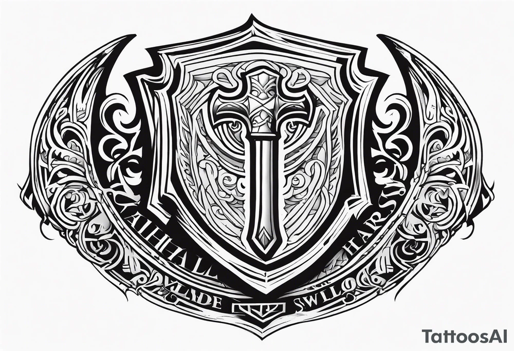 Valhalla sword shield axe tattoo idea