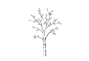 birch tree with half leaves tattoo idea