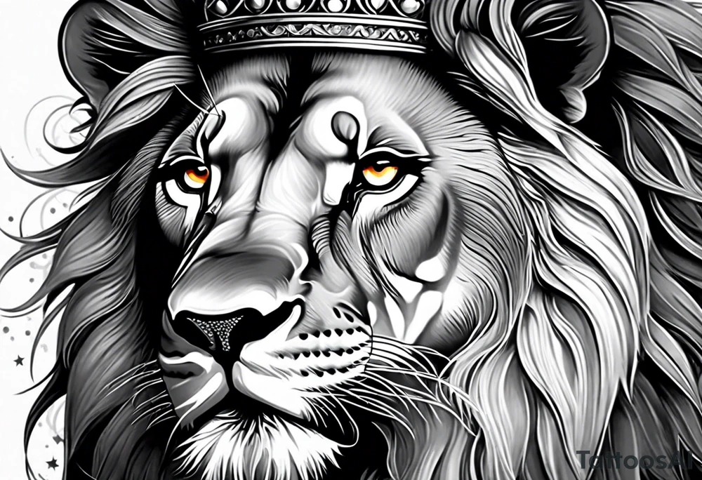 lion with crown on the head and sparkling eyes tattoo idea lion with crown on the head and sparkling eyes tattoo idea