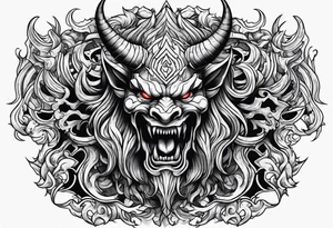 Demons in hell devil in background tattoo idea