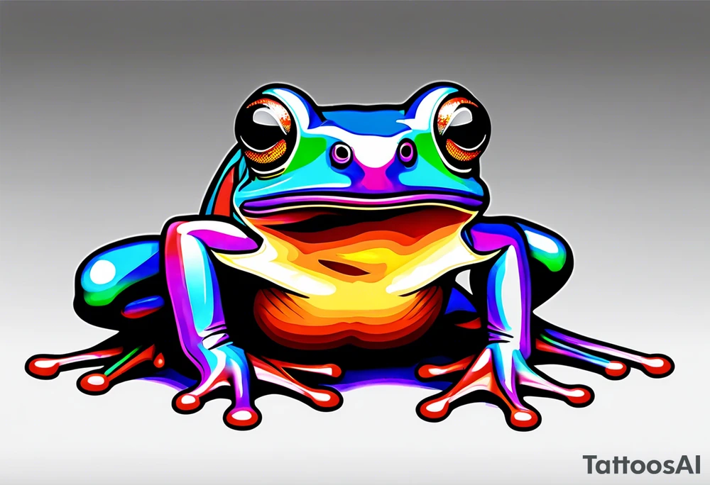 Tiny frog with pride flag tattoo idea