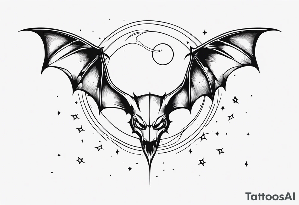 Crescent Moon with Bats tattoo idea