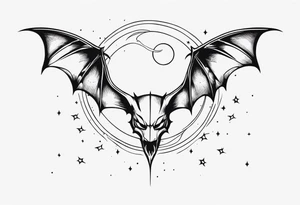 Crescent Moon with Bats tattoo idea