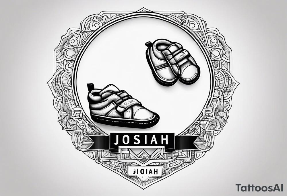 My son name JOSIAH with his baby foot print tattoo idea