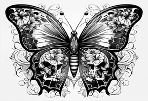 butterfly with skulls tattoo idea
