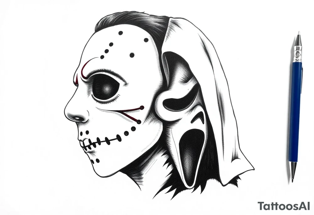 Jason & scream mask tattoo idea