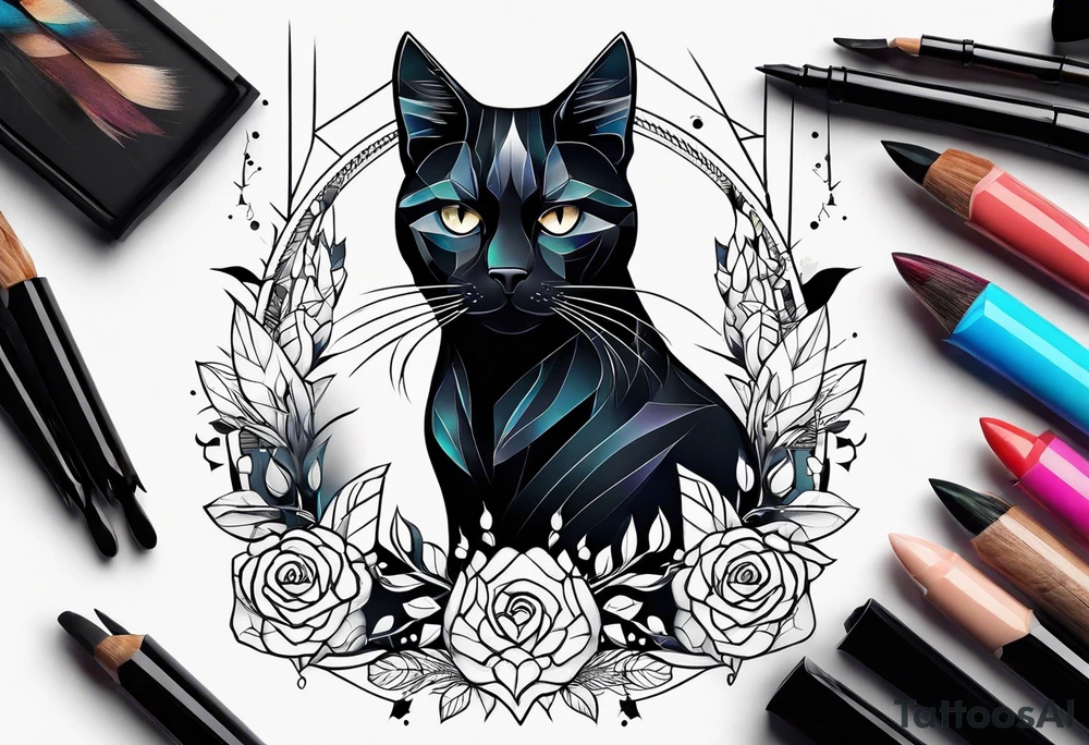 Black cat tattoo idea