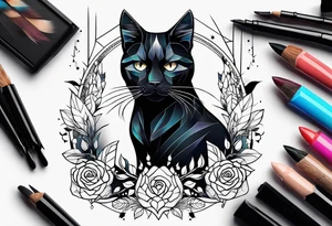 Black cat tattoo idea