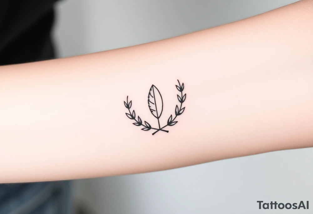 laurel branch with one leaf inverted, the inverted leaf is part of the branch and its inverted to show loss tattoo idea