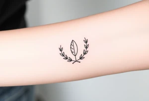 laurel branch with one leaf inverted, the inverted leaf is part of the branch and its inverted to show loss tattoo idea