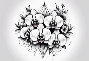 vertical minimal design with 
orchids tattoo idea
