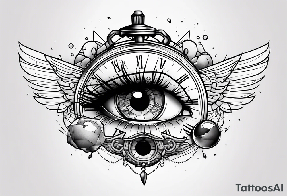 Broken Stop watch with crying eyeball tattoo idea