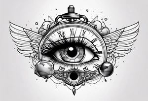 Broken Stop watch with crying eyeball tattoo idea
