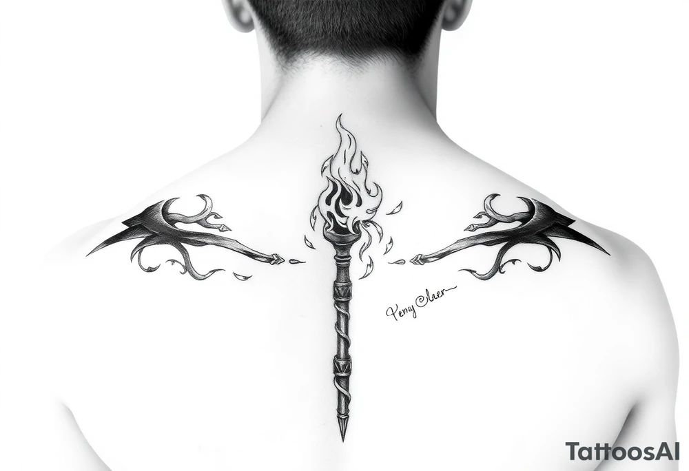 Fire staff spinning tattoo idea