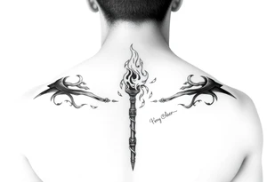 Fire staff spinning tattoo idea