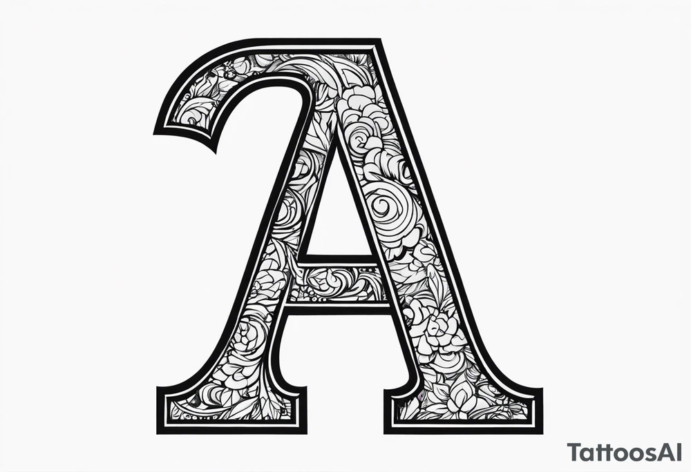 The letter A on its side with the legs of the A facing the number 3 tattoo idea