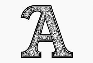 The letter A on its side with the legs of the A facing the number 3 tattoo idea