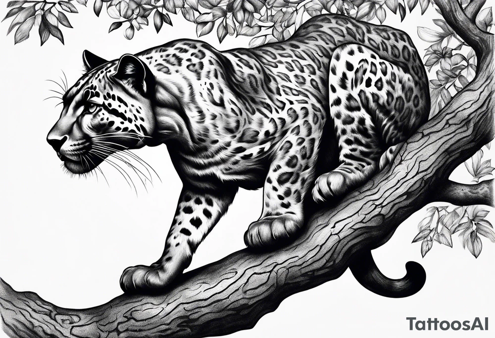 panther on a tree tattoo idea