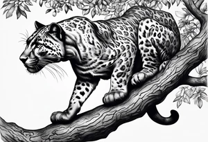 panther on a tree tattoo idea