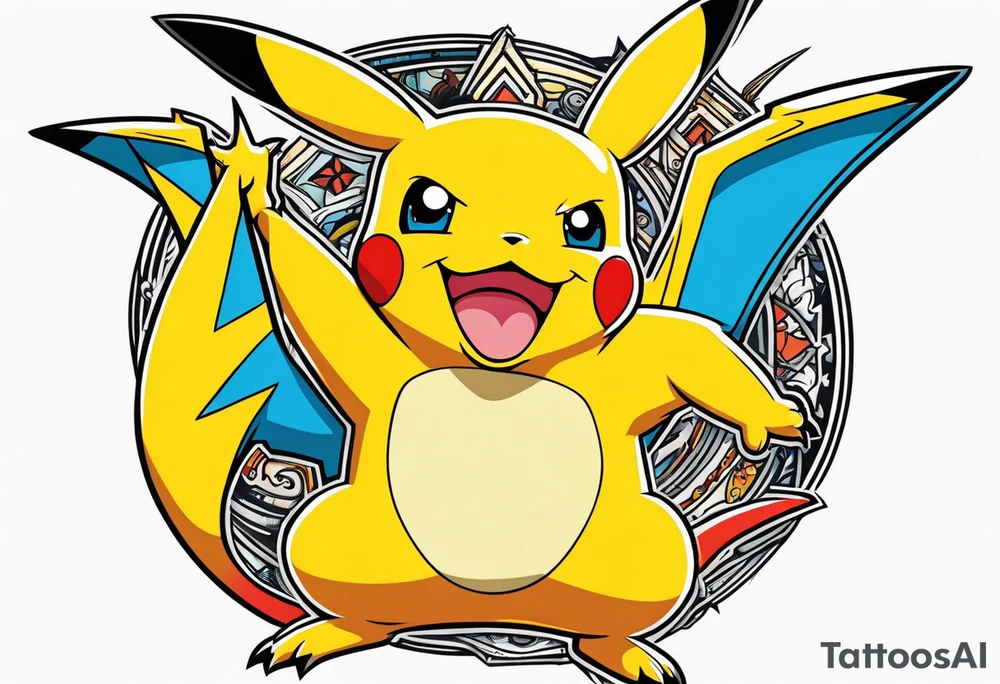 Pikachu on charizards shoulders tattoo idea