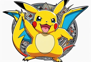 Pikachu on charizards shoulders tattoo idea