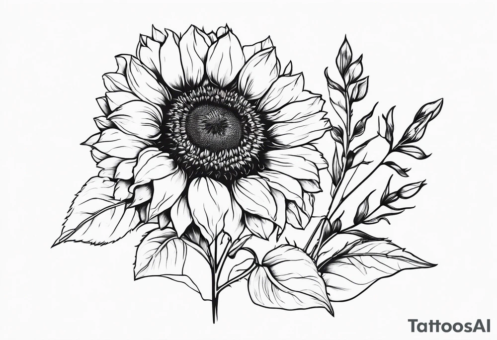 Sunflower,spray rose,carnations tattoo idea