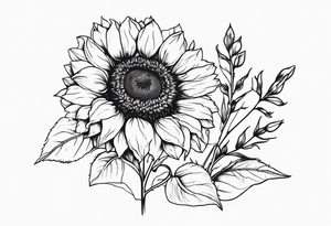 Sunflower,spray rose,carnations tattoo idea