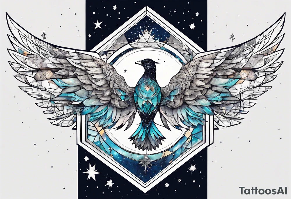 Constellation, wing , snow , géométric tattoo idea
