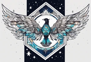 Constellation, wing , snow , géométric tattoo idea