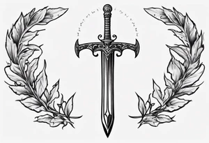 Simple memorial tattoo A sword runs through a laurel leaf with the number 13 tattoo idea