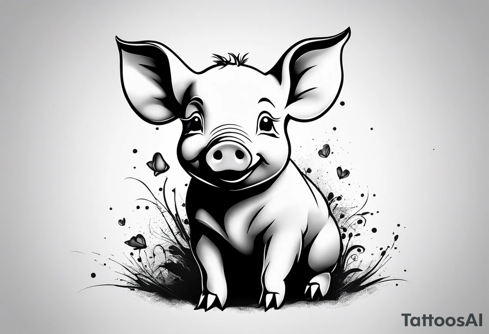 cute piglet.
with text: "friends not food" tattoo idea