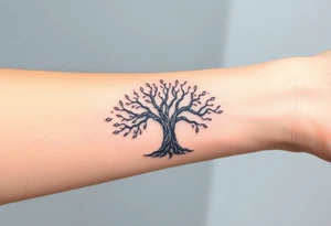 mystical tree of life with cosmic roots and celestial branches tattoo idea