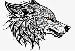 Side view Angry tribal  wolf tattoo idea