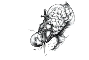 clouds, sword, shield, cross tattoo idea