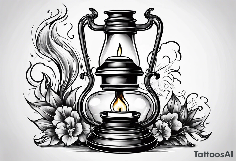 Extinguished  Oil lamp with smoke tattoo idea