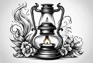 Extinguished  Oil lamp with smoke tattoo idea