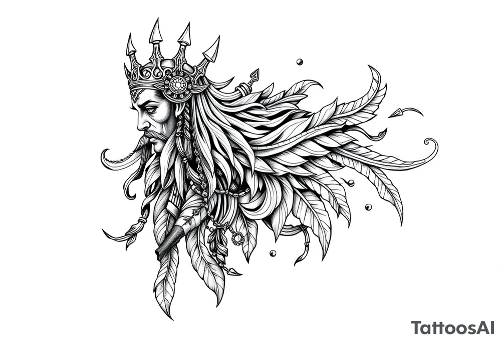 long shaman mytical with ancient rhyme tattoo idea
