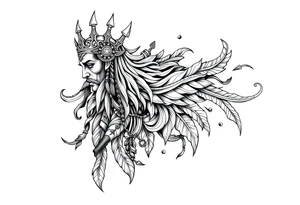 long shaman mytical with ancient rhyme tattoo idea