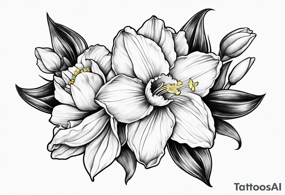 Daffodil birth flower chain tattoo idea