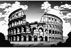 Roman colosseum with clouds tattoo idea