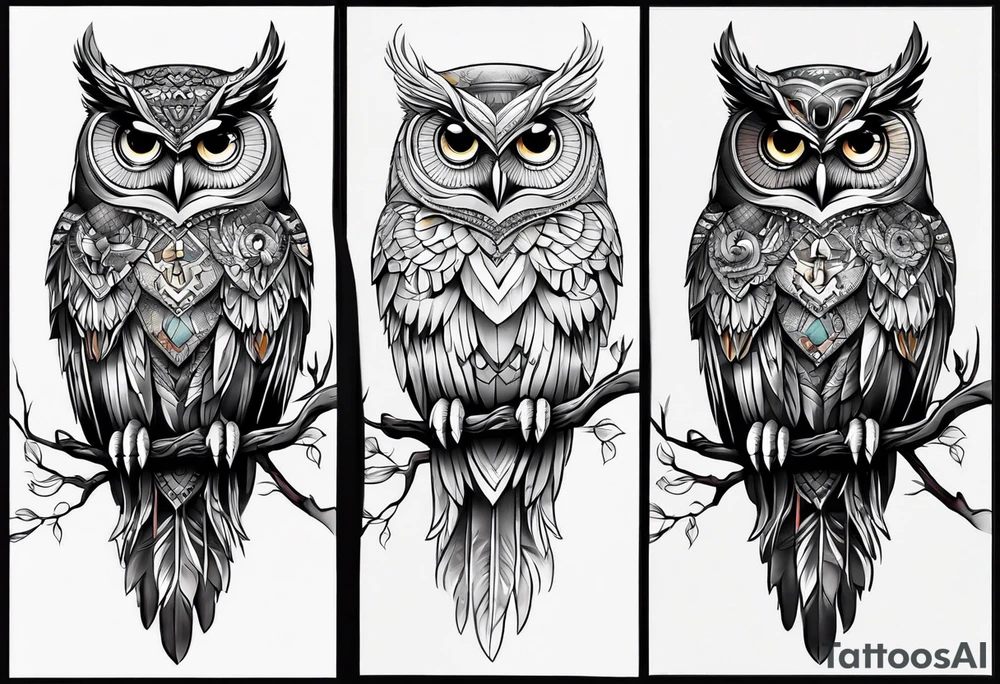 Full leg tattoo owl tattoo idea
