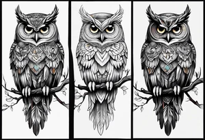 Full leg tattoo owl tattoo idea